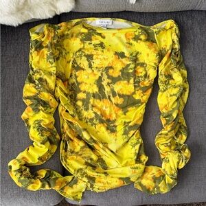 Topshop Yellow and Green Long Sleeve Top